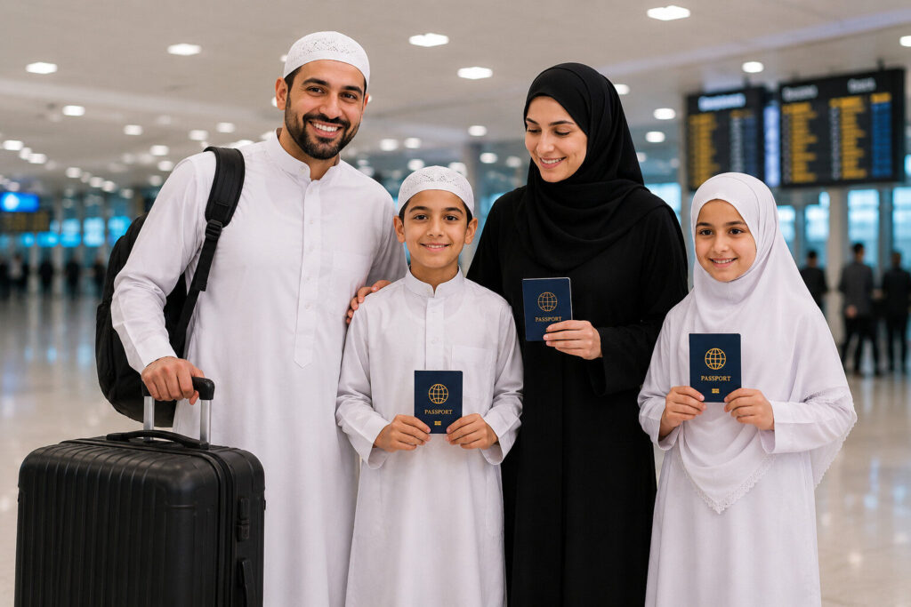Family ready to begin their Umrah journey